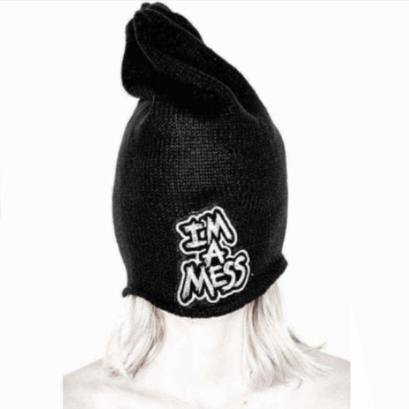 Lauren Moshi Accessories - Lauren Moshi Cashmere RARE and HTF I'm A Mess Patched Hat